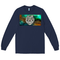 Navy white tiger forest license plate Long Sleeve Tee - RanaPortraitStore