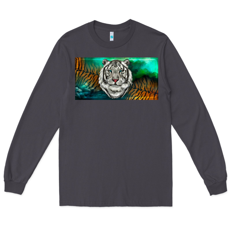 White Tiger Forest License Plate Long Sleeve Tee by RanaPortraitStore | Teevron