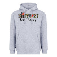 Heather Grey support our troops Heavyweight Hoodie - CowhideDigitalArt
