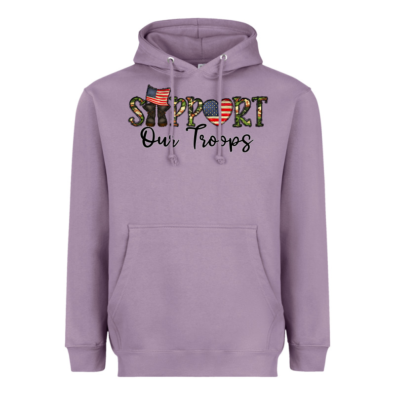 Support Our Troops Heavyweight Hoodie by CowhideDigitalArt | Teevron
