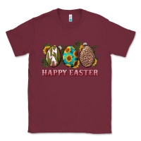 Burgundy happy easter eggs with sunflower leopard and cactus Classic Tee - RanaPortraitStore