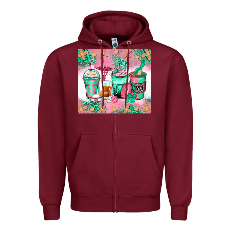 Certified Medical Assistant Coffee Cups Zipper Hoodie by Zillion Design Studio | Teevron
