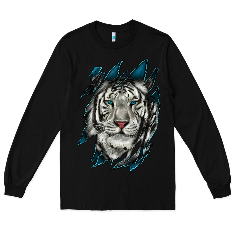 White Tiger Scratch Mark Long Sleeve Tee by RanaPortraitStore | Teevron