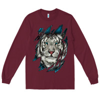 Burgundy White Tiger Scratch Mark Long Sleeve Tee - RanaPortraitStore