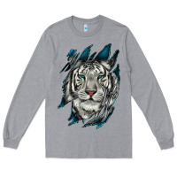 Heather Grey White Tiger Scratch Mark Long Sleeve Tee - RanaPortraitStore