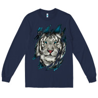 Navy White Tiger Scratch Mark Long Sleeve Tee - RanaPortraitStore