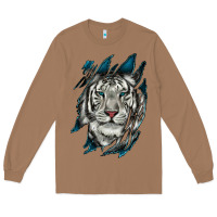 Toasted Coconut White Tiger Scratch Mark Long Sleeve Tee - RanaPortraitStore