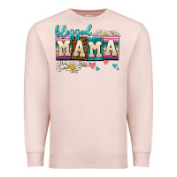 Pale Pink daisy blessed mama Premium Sweatshirt - AdoDesignShop