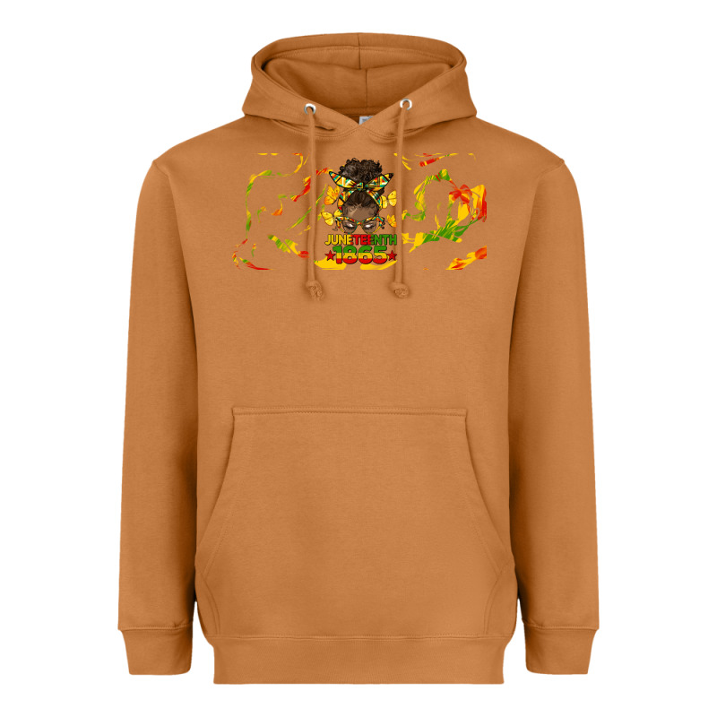 Juneteenth Afro Messy Bun Libbey Glass Heavyweight Hoodie by HRA Design Shop | Teevron