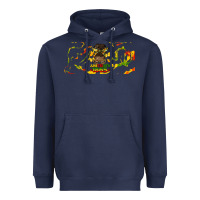 Navy juneteenth afro messy bun libbey glass Heavyweight Hoodie - HRA Design Shop