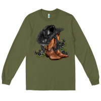 Army Green black cowgirl  and roses Long Sleeve Tee - AdoDesignShop