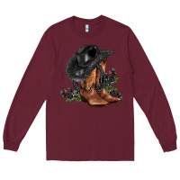 Burgundy black cowgirl  and roses Long Sleeve Tee - AdoDesignShop