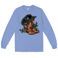 Colony Blue black cowgirl  and roses Long Sleeve Tee - AdoDesignShop