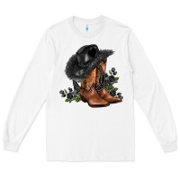 Black Cowgirl  And Roses Long Sleeve Tee | Teevron