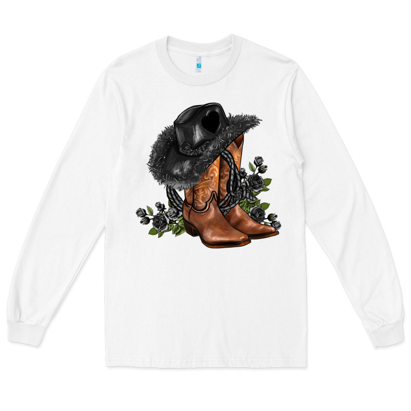 Black Cowgirl  And Roses Long Sleeve Tee by AdoDesignShop | Teevron
