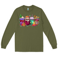 Army Green dia de los muertos coffee cups Long Sleeve Tee - texasbilliewilder