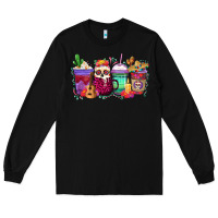 Black dia de los muertos coffee cups Long Sleeve Tee - texasbilliewilder