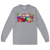 Heather Grey dia de los muertos coffee cups Long Sleeve Tee - texasbilliewilder