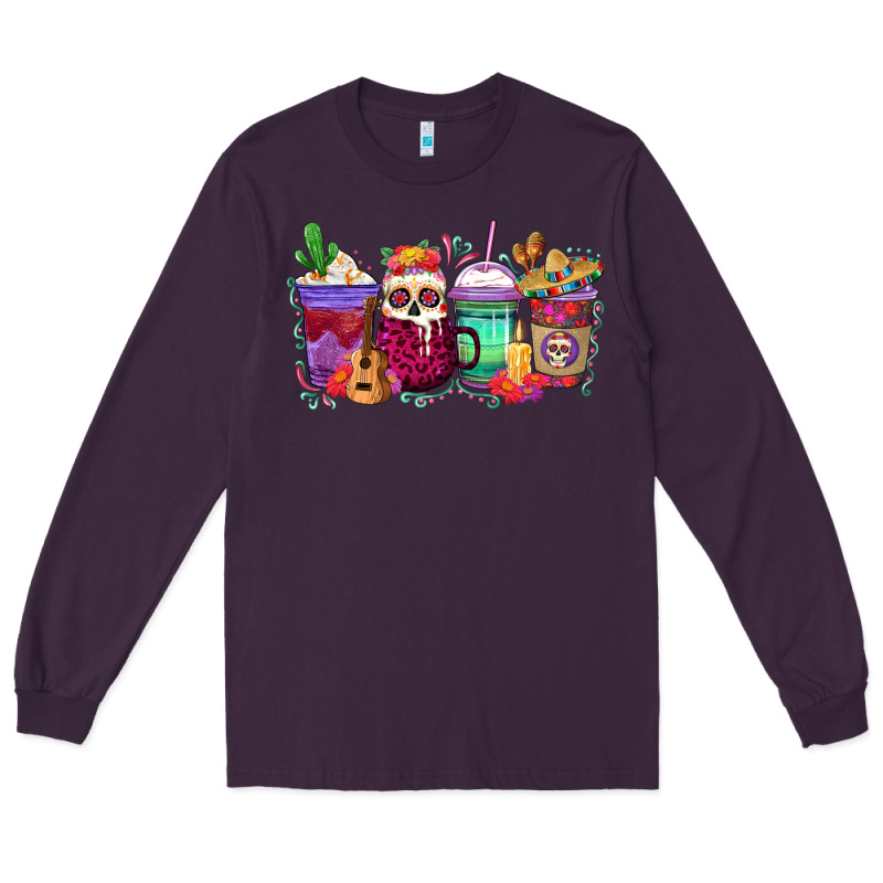 Dia De Los Muertos Coffee Cups Long Sleeve Tee by texasbilliewilder | Teevron