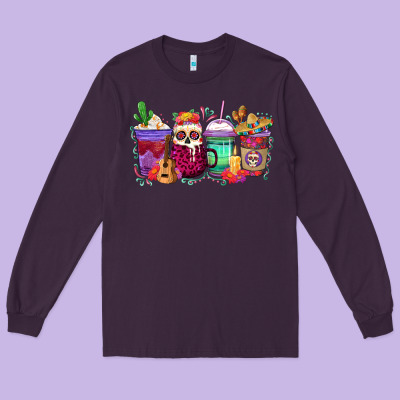 Long Sleeve Tee dia de los muertos coffee cups