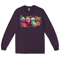 Plum dia de los muertos coffee cups Long Sleeve Tee - texasbilliewilder