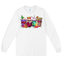 White dia de los muertos coffee cups Long Sleeve Tee - texasbilliewilder