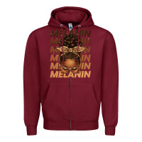 Burgundy melanin afro messy bun Zipper Hoodie - texasbilliewilder