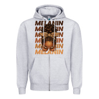 Heather Grey melanin afro messy bun Zipper Hoodie - texasbilliewilder