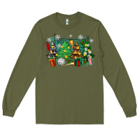 Army Green christmas trees with tennis Long Sleeve Tee - Zillion Design Studio