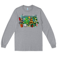 Heather Grey christmas trees with tennis Long Sleeve Tee - Zillion Design Studio