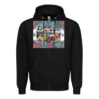 Black cartoon characters coffee cups Zipper Hoodie - Zillion Design Studio