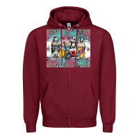 Burgundy cartoon characters coffee cups Zipper Hoodie - Zillion Design Studio