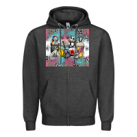 Charcoal Heather cartoon characters coffee cups Zipper Hoodie - Zillion Design Studio