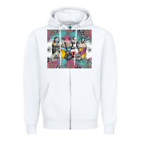 White cartoon characters coffee cups Zipper Hoodie - Zillion Design Studio
