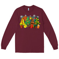Burgundy christmas trees with softball Long Sleeve Tee - Zillion Design Studio