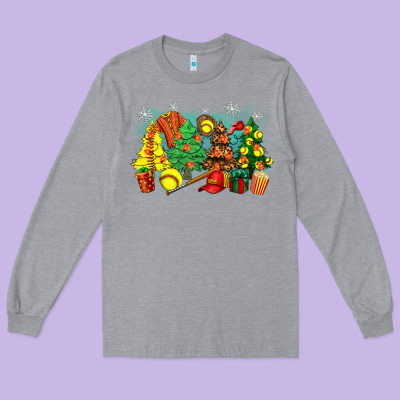 Long Sleeve Tee christmas trees with softball