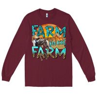 Burgundy farm sweet farm with horses Long Sleeve Tee - texasbilliewilder