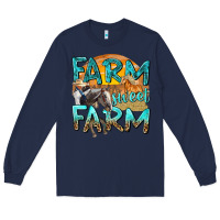 Navy farm sweet farm with horses Long Sleeve Tee - texasbilliewilder