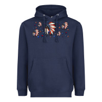 Navy patriotic native American headdress 16oz libbey cup Heavyweight Hoodie - HRA Design Shop