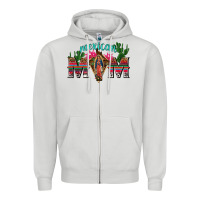 Dove Grey mexican mom with cactus Zipper Hoodie - texasbilliewilder