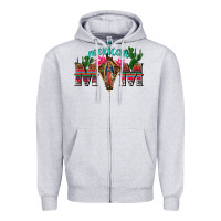 Heather Grey mexican mom with cactus Zipper Hoodie - texasbilliewilder