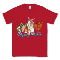 Red happy easter bunny carrots and eggs Classic Tee - RanaPortraitStore