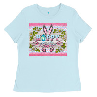 Baby Blue happy easter bunny Ladies Tee - BarkalooDesign