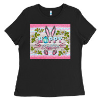 Black happy easter bunny Ladies Tee - BarkalooDesign