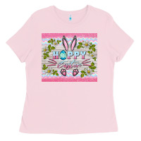 Bubblegum Pink happy easter bunny Ladies Tee - BarkalooDesign