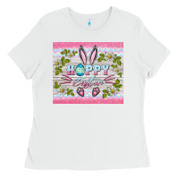 White happy easter bunny Ladies Tee - BarkalooDesign