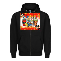Black cartoon characters coffee cups Zipper Hoodie - Zillion Design Studio