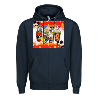 Navy cartoon characters coffee cups Zipper Hoodie - Zillion Design Studio