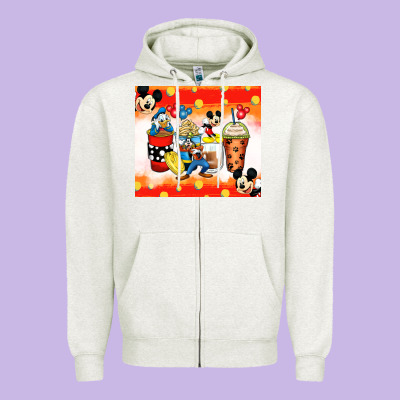 Cartoon Characters Coffee Cups Zipper Hoodie Designed By Zillion Design Studio