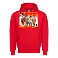 Red cartoon characters coffee cups Zipper Hoodie - Zillion Design Studio